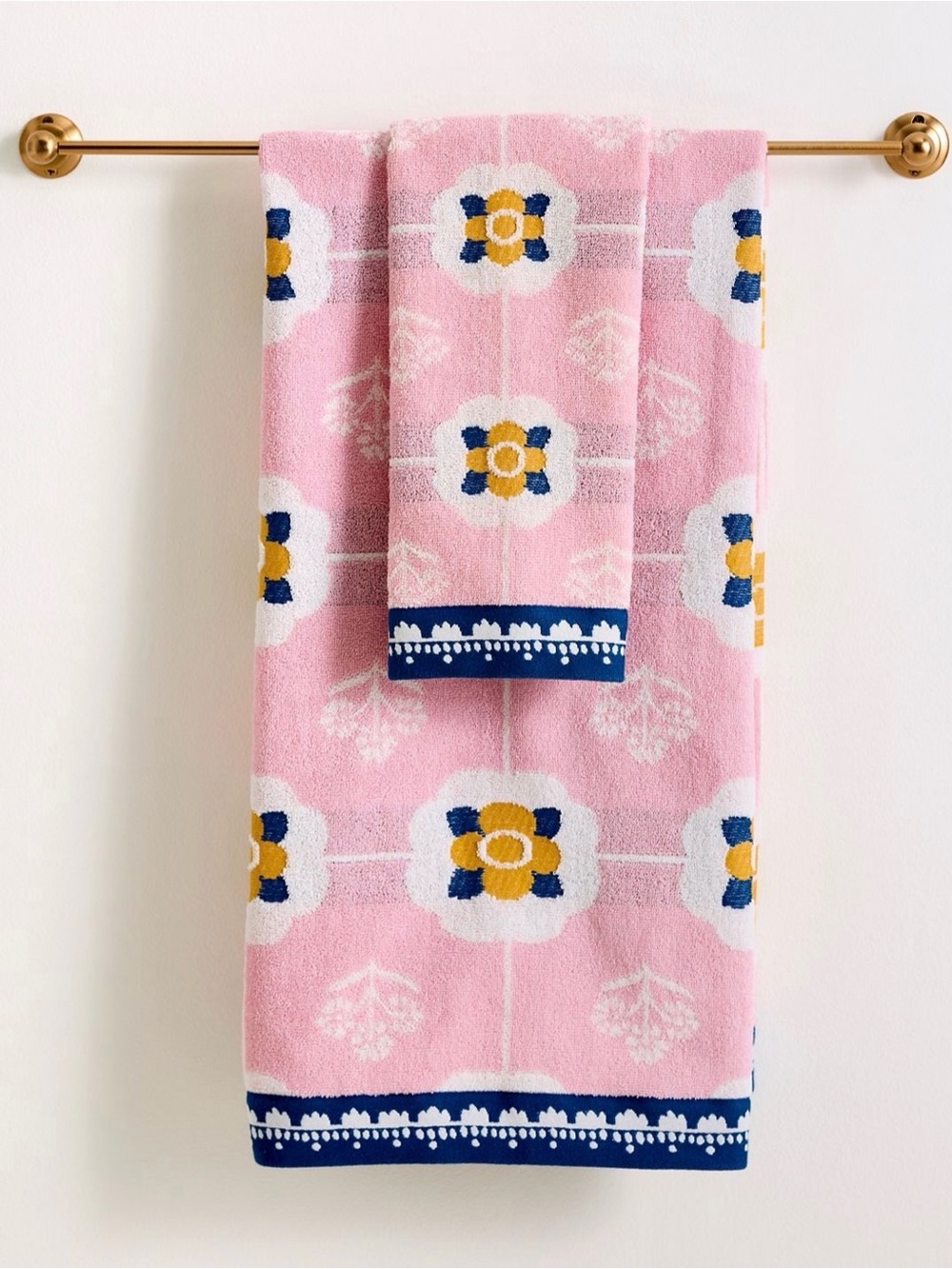 Anthropologie Flora Cotton Woven Floral Towel
